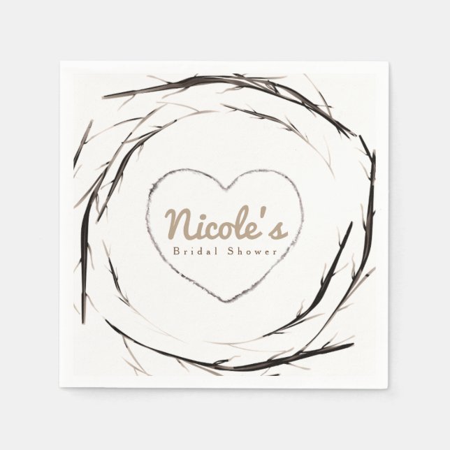 Servilleta De Papel Corona de palos rústicos ramas personalizada para  (Anverso)