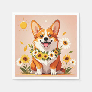 Servilleta De Papel Corona de perro de Corgi flamencos decoración de a