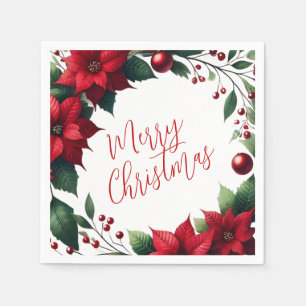 Servilleta De Papel Corona de Poinsettia – Florales Navideños Elegante