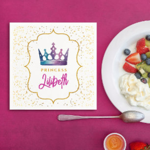 Servilleta De Papel Corona de Princesa Colorida y con Estilo Acuarela