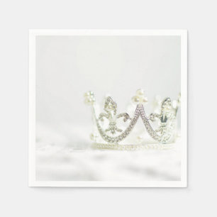 Servilleta De Papel Corona de Princesa de Plata