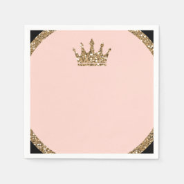 Servilleta De Papel Corona de Princesa Sweet 16 de Glitter Rosa Dorado
