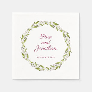 Servilleta De Papel Corona de Verdor con Boda Burgundy