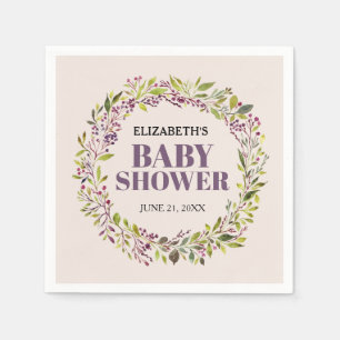 Servilleta De Papel Corona de Verdor Morado Baby Shower