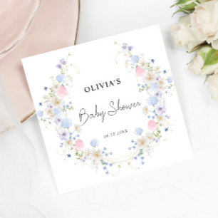 Servilleta De Papel Corona floral botánica para baby shower