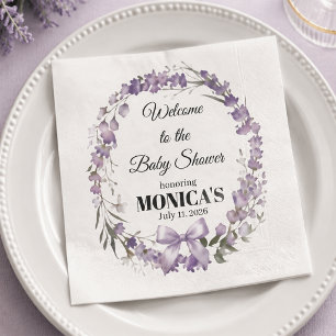 Servilleta De Papel Corona floral de lavanda elegante para baby shower