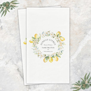 Servilleta De Papel Corona floral de limones amarillos y flores blanca