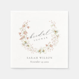 Servilleta De Papel Corona floral de prado blanco rubor para fiesta de