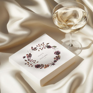 Servilleta De Papel Corona floral de vino de Borgoña para boda persona