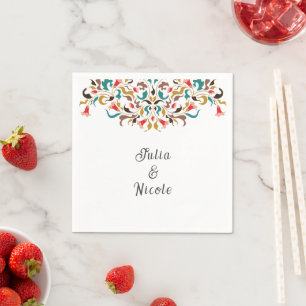 Servilleta De Papel Corona floral elegante romántica moderna boda