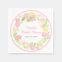 Servilleta De Papel Corona floral rosa y amarilla para baby shower nup