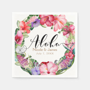 Servilleta De Papel Corona floral tropical de Aloha para boda de luau 