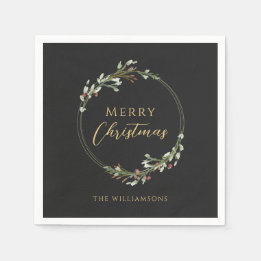 Servilleta De Papel Corona minimalista personalizada de Feliz Navidad
