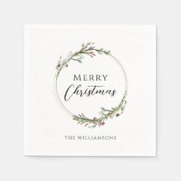 Servilleta De Papel Corona minimalista personalizada de Feliz Navidad