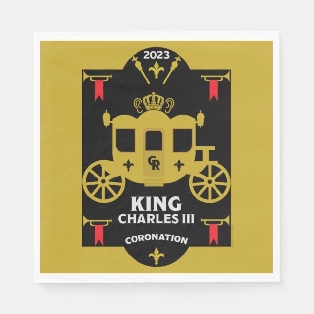 Servilleta De Papel Coronación británica Rey Carlos III 2023 (Anverso)
