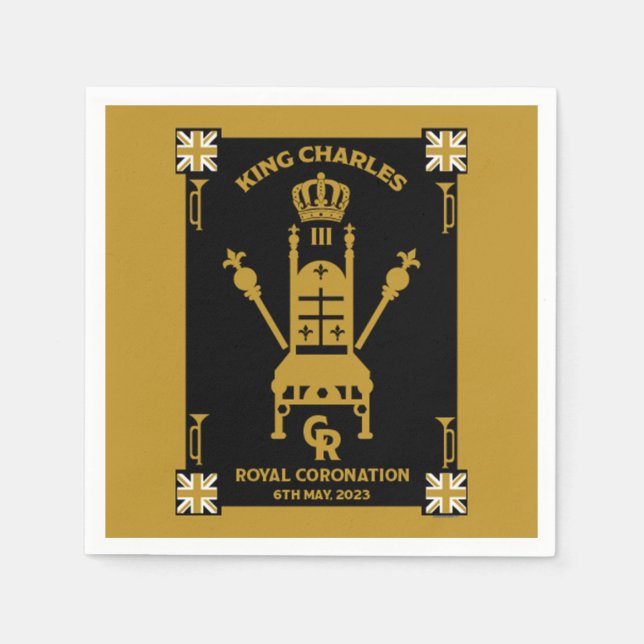 Servilleta De Papel Coronación Real Británica Rey Carlos III (Anverso)