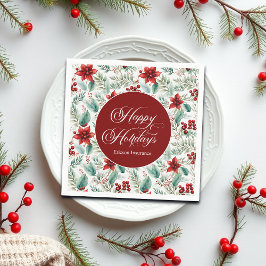 Servilleta De Papel Corporate Christmas Party Greenery Poinsettia