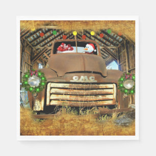 Servilleta De Papel Corren Navidades de Frosty's Vintage GMC en camion