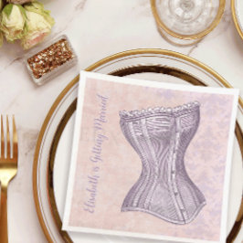 Servilleta De Papel Corsé Victoriano de Damasco Rosa Púrpura de Estilo
