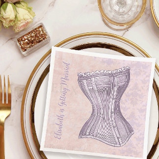 Servilleta De Papel Corsé Victoriano de Damasco Rosa Púrpura de Estilo