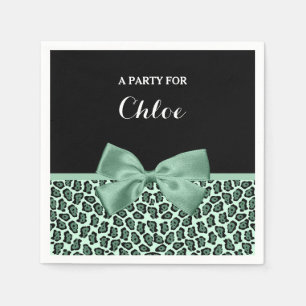 Servilleta De Papel Corta imprenta jaguar verde Girly Jade Bow y nombr