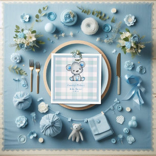 Servilleta De Papel Cortar Oso Niño Pintado Azul