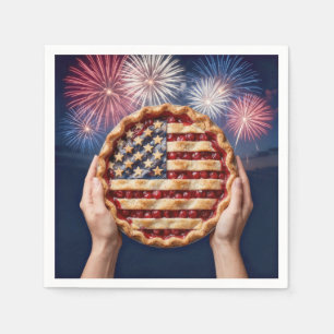 Servilleta De Papel Corteza de bandera americana en una tarta de cerez