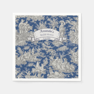 Servilleta De Papel Cortina de ducha vintage floral azul oscuro toile 