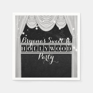 Servilleta De Papel Cortinas de HOLLYWOOD en negro y blanco Fiesta ele