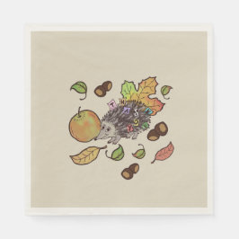 Servilleta De Papel Corto hedgehog de otoño dibujado a mano diciendo G
