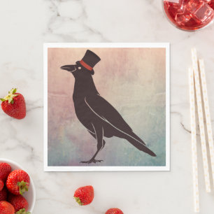Servilleta De Papel Corvids - Tophat Blackbird Raven