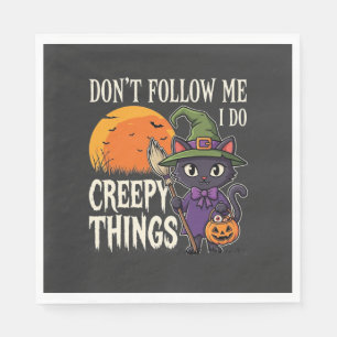 Servilleta De Papel Cosas espeluznantes Diseño de gato bruja de Hallow