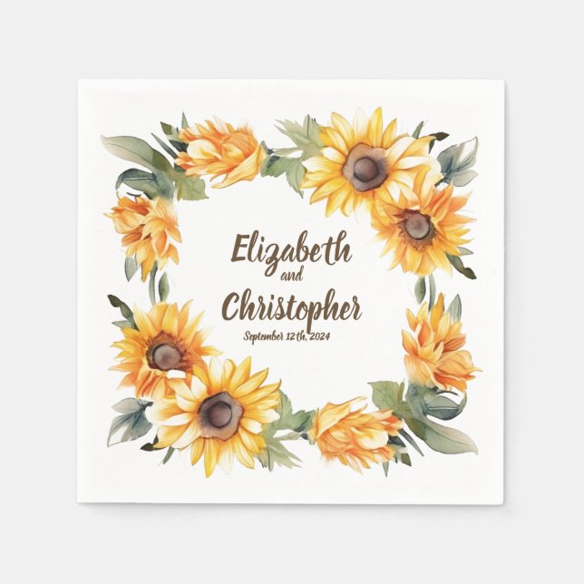 Servilleta De Papel Cosecha de girasoles: servilletas Bodas personaliz (Anverso)