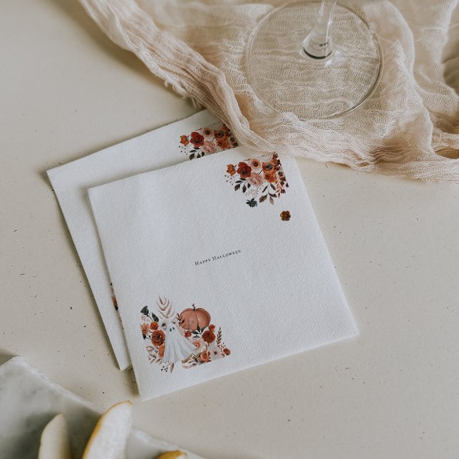 Servilleta De Papel Cosecha Embrujada Floral y Fantasma de Halloween (Subido por el creador)