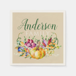 Servilleta De Papel Cosecha Nombre de familia Bouquet Caída