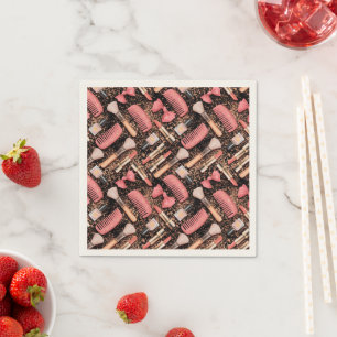 Servilleta De Papel Cosméticos rosa con patrón de brillo