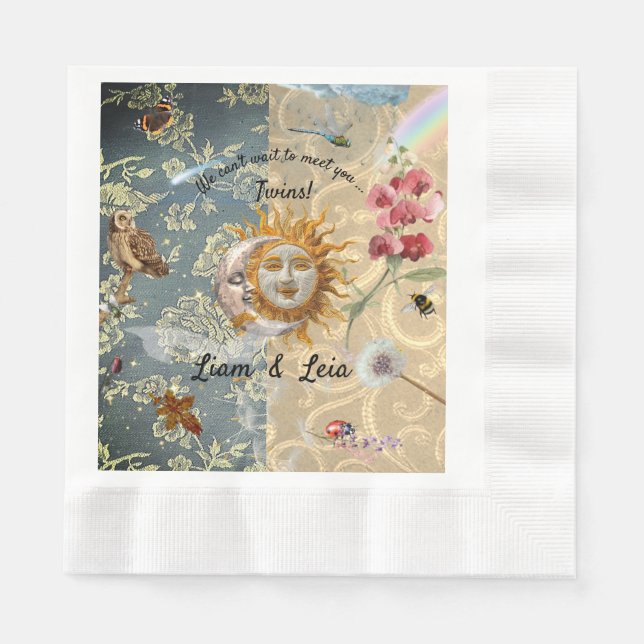 Servilleta De Papel Cosmic Garden Baby Shower Napkin (Anverso)
