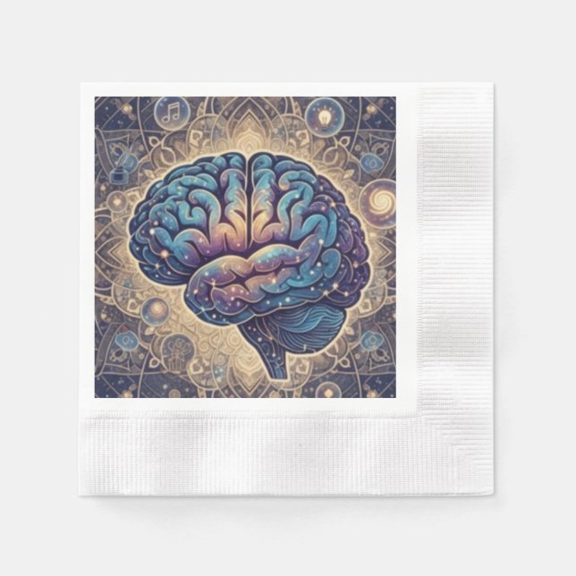 Servilleta De Papel Cosmic Mind Mandala – Abstract Brain Art (Anverso)