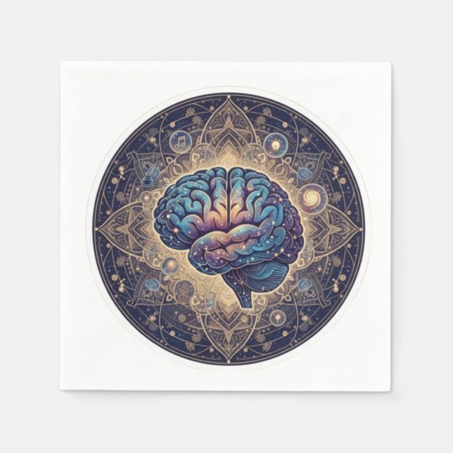Servilleta De Papel Cosmic Mind Mandala – Abstract Brain Art (Anverso)