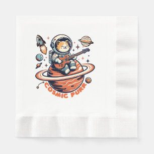 Servilleta De Papel Cosmic Purr - Astro Guitarrista Gato