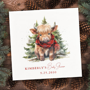 Servilleta De Papel Cosmo Highland Cow Farm Animals Winter Baby Shower