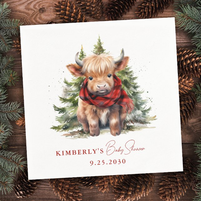 Servilleta De Papel Cosmo Highland Cow Farm Animals Winter Baby Shower (Subido por el creador)