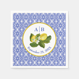 Servilleta De Papel Costa de Amalfi I Limón Italiano y Baldosa Azul Mo