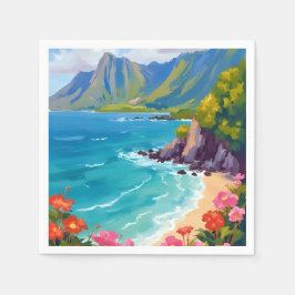Servilleta De Papel Costa de Na Pali Kauai Hawaii Pintura de la costa