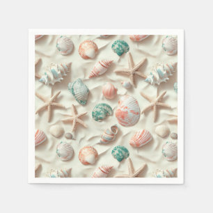 Servilleta De Papel Costa Rustica - Conchas, Estrellas de Mar, Arrecif