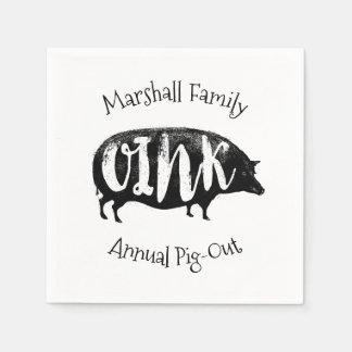 Servilleta De Papel Costillas de barbacoa familiares Vintage Pig Funny