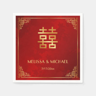 Servilleta De Papel Costumbre China de Boda Rojo Oro