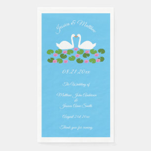 Servilleta De Papel Costumbre de boda de cisnes blancos y nenúfares
