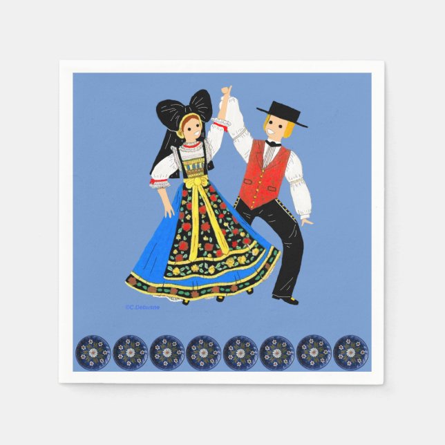 Servilleta De Papel Costume traditionnel d'Alsace, Francia (Anverso)
