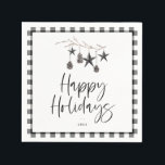 Servilleta De Papel Cosy Nature Holiday Party<br><div class="desc">Moderna y simplista naturaleza acogedora,  servilletas de papel de vacaciones. Rama acuarela adornada con pinecones y adornos decorativos de estrellas,  diseño de tipografía de moda con un borde de estampado a la moda.</div>